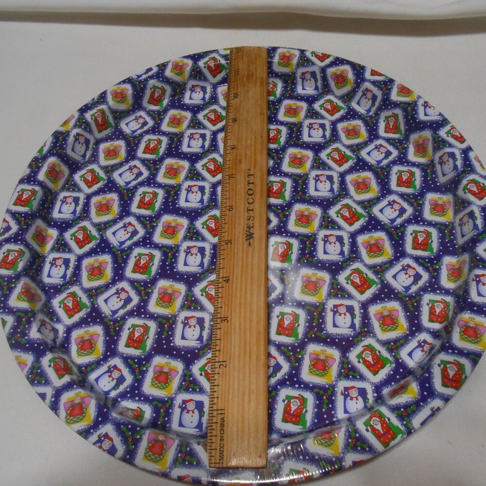 VTG ALBERTSON'S INC. ROUND HOLIDAY METAL SERVING TRAY 12" CHRISTMAS SNOWMAN 🎅